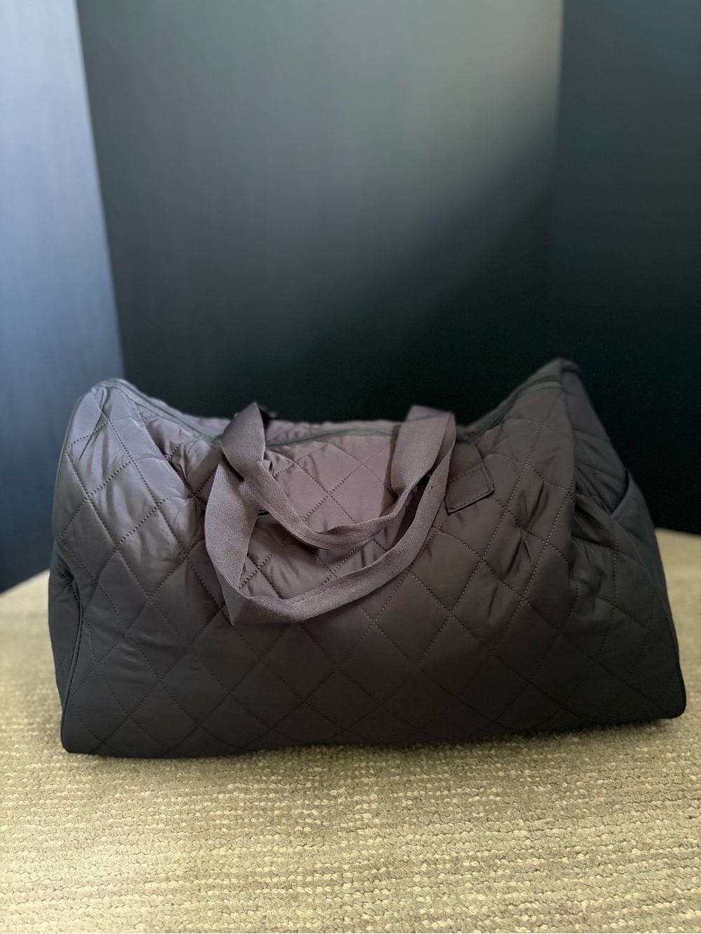 NEW Quilted Large Travel Duffel Bag Black